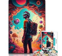 Jigsaws Puzzles 1000 Pieces for Teenagers Gifts Psychedelic Time Traveler Puzzles,Quiz Game for Is Ideal As A Gift for The Whole Family 38x26cm