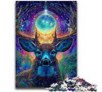 Jigsaws Puzzles 1000 Pieces for Teenagers Gifts Psychedelic Visionary Deer Art Puzzles for Teenagers,Unique Birthday And Gifts for And Age 14 Years Up (38x26cm)
