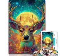 Jigsaws Puzzles 1000 Pieces for Teenagers Gifts Psychedelic Visionary Deer Art Teenager Puzzles,Family Entertainment Toys with Matching Poster And Trivia Sheet (size 38x26cm)
