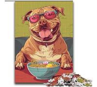 Jigsaws Puzzles 1000 Pieces for Teenagers Gifts Pug Eating Noodles,Challenging Game for Is Ideal As A Gift for The Whole Family 38x52cm