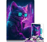 Jigsaws Puzzles 1000 Pieces for Teenagers Gifts Punk Human Kitten 1000 Pieces for Teenagers,Quiz Game for Is Ideal As A Gift for The Whole Family (size 38x26cm)