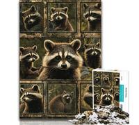 Jigsaws Puzzles 1000 Pieces for Teenagers Gifts Raccoon Collage,Family Entertainment Toys Is Ideal As A Gift for The Whole Family 38x26cm