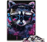 Jigsaws Puzzles 1000 Pieces for Teenagers Gifts Raccoon with Headphones 1000 Piece Jigsaw,Unique Birthday And Gifts for Age 14 Years Up (38x26cm)