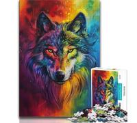 Jigsaws Puzzles 1000 Pieces for Teenagers Gifts Rainbow Wolf Adult Puzzles,Toys Educational Games Stress Relieving Unique Birthday And Gifts 26x38cm
