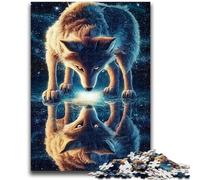 Jigsaws Puzzles 1000 Pieces for Teenagers Gifts Reflection of The Wolf Learning Educational Toy for Is Ideal As A Gift for The Whole Family 26x38cm