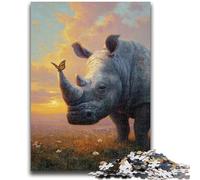 Jigsaws Puzzles 1000 Pieces for Teenagers Gifts Rhino And Bird Suitable for Ages 14 And Up Family Games Deal As Gifts for The Whole Family 26x38cm
