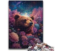 Jigsaws Puzzles 1000 Pieces for Teenagers Gifts Rose Brown Bear for Age 14+ Quiz Game Fun at Home Activities, Birthday Present,Travel Gifts 50x75cm
