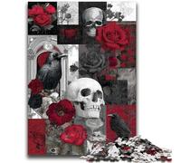 Jigsaws Puzzles 1000 Pieces for Teenagers Gifts Rose Skull for Educational Game Challenge Toy Birthday Present, Gifts 50x75cm