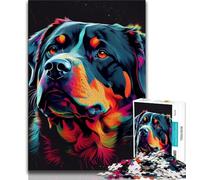 Jigsaws Puzzles 1000 Pieces for Teenagers Gifts Rottweiler Colorful Dog 1000 Pieces for Teenagers,Quiz Game for Is Ideal As A Gift for The Whole Family (size 38x26cm)