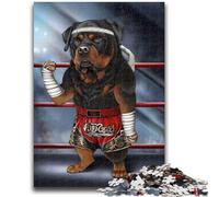 Jigsaws Puzzles 1000 Pieces for Teenagers Gifts Rottweiler Dog Thai Boxing Suitable for Ages 14 And Up Family Games Deal As Gifts for The Whole Family 50x75cm
