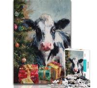 Jigsaws Puzzles 1000 Pieces for Teenagers Gifts Santa Hat Cow Adult Puzzles,Stress Reliever Difficult Challenge Suitable for Desktop Decoration (size 75x50cm)