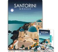 Jigsaws Puzzles 1000 Pieces for Teenagers Gifts Santorini Greece at Night,Family Game Stress Reliever Difficult Challenge Suitable for Couples (75x50cm)