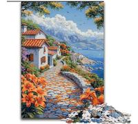 Jigsaws Puzzles 1000 Pieces for Teenagers Gifts Seaside City,Stress Reliever Difficult Challenge Is Ideal As Gifts for The Whole Family 38x26cm