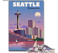 Jigsaws Puzzles 1000 Pieces for Teenagers Gifts Seattle City WA Travel Art for And from 14 Years And over Play Toys Because It Is Ideal As A Gift for The Whole Family (50x75cm) 1000pcs