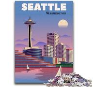 Jigsaws Puzzles 1000 Pieces for Teenagers Gifts Seattle City WA Travel Art Suitable for Ages 14 And Up Family Games Deal As Gifts for The Whole Family (size 50x75cm)