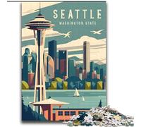 Jigsaws Puzzles 1000 Pieces for Teenagers Gifts Seattle Washington Travel, Analysis And Logic with Fully Interlocking Randomly Shaped Pieces for And Age 14 Years Up 75x100cm