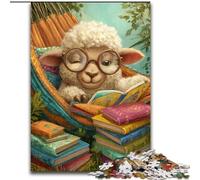 Jigsaws Puzzles 1000 Pieces for Teenagers Gifts Sheep Reading A Book Learning Educational Toys Unique Home Decor And Gifts for 14+ (size 26x38cm)