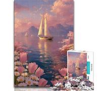 Jigsaws Puzzles 1000 Pieces for Teenagers Gifts Ship Sailing on The Sea 1000 Piece Puzzle,Suitable for Desktop Decoration for And Age 14 (size 75x50cm)
