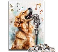 Jigsaws Puzzles 1000 Pieces for Teenagers Gifts Singing Golden Retriever for Educational Game Challenge Toy Birthday Present, Gifts 26x38cm