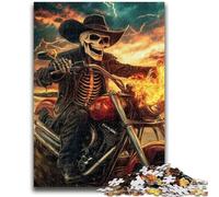 Jigsaws Puzzles 1000 Pieces for Teenagers Gifts Skeleton Riding A Motorcycle Relax Games Educational Game for Birthday, Chrismas for And Age 14 Years Up 26x38cm
