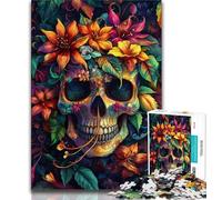 Jigsaws Puzzles 1000 Pieces for Teenagers Gifts Skull And Flowers Teenager Jigsaw,Vibrant And Unique Design Relaxing & Challenging Puzzle Experience 75x50cm