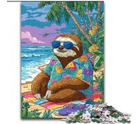 Jigsaws Puzzles 1000 Pieces for Teenagers Gifts Sloth at The Beach, Toys Educational Games Stress Relieving Parent-child Interaction (Size 26x38cm)