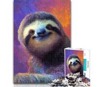 Jigsaws Puzzles 1000 Pieces for Teenagers Gifts Sloth Oil Painting Adult Puzzles,Decompressing Intellectual Educational Toy Perfect Decoration 50x75cm