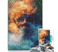 Jigsaws Puzzles 1000 Pieces for Teenagers Gifts Smoke Skull Teenager Jigsaw,learning Educational for Is Ideal As A Gift for The Whole Family 38x26cm
