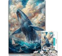 Jigsaws Puzzles 1000 Pieces for Teenagers Gifts Spiritual Whale,Challenging Game for Is Ideal As A Gift for The Whole Family (38x26cm)