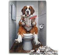 Jigsaws Puzzles 1000 Pieces for Teenagers Gifts St. Bernard on The Toilet 1000 Piece Puzzle,Educational Stress Relief Toy Gifts for Friends And Family (75x50cm)