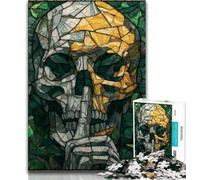 Jigsaws Puzzles 1000 Pieces for Teenagers Gifts Stained Glass Skull 1000 Pieces for Teenagers,for Challenging Toy Game And Family Play (size 75x50cm)