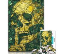 Jigsaws Puzzles 1000 Pieces for Teenagers Gifts Stained Glass Skull Teenager Puzzles,Decompressing Intellectual Educational Toy Birthday Gift (size 75x50cm)