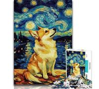 Jigsaws Puzzles 1000 Pieces for Teenagers Gifts Starry Night Adorable Huskies 1000 Piece Jigsaw,Unique Birthday And Gifts for Age 14 Years Up 75x50cm