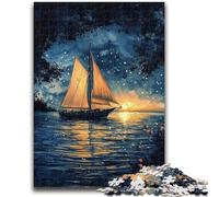 Jigsaws Puzzles 1000 Pieces for Teenagers Gifts Starry Sky Sailboat Puzzles for Teenagers,Unique Birthday And Gifts for And Age 14 Years Up (38x26cm)