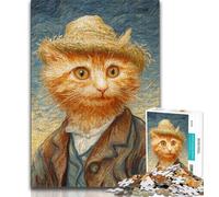 Jigsaws Puzzles 1000 Pieces for Teenagers Gifts starry sky Style Orange Cat Puzzles for Adults,Fun Present & Activity for Home,Toy for Rainy Days 75x50cm