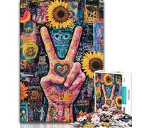 Jigsaws Puzzles 1000 Pieces for Teenagers Gifts Sunflower Hello Gesture,Educational Family Game Suitable for Desktop Decoration 38x26cm
