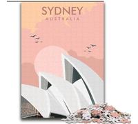 Jigsaws Puzzles 1000 Pieces for Teenagers Gifts Sydney Australia Travel Print Challenging To Complete But Fun And Humorous with Matching Poster And Trivia Sheet (38x52cm) 1000pcs