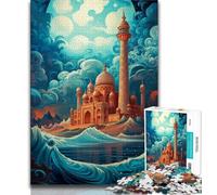 Jigsaws Puzzles 1000 Pieces for Teenagers Gifts Taj Mahal Sailing on Wave Puzzles for Adults,Fun Games Wall Decoration Unique Birthday And Xmas Gifts 75x50cm