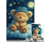 Jigsaws Puzzles 1000 Pieces for Teenagers Gifts Teddy Bear on The Moon,Challenging Game Toys Wall Decoration Unique Birthday And Xmas Gifts (38x26cm)