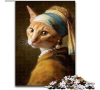 Jigsaws Puzzles 1000 Pieces for Teenagers Gifts The Bad Cat with Pearls, Challenging Difficult with Fully Interlocking Randomly Shaped Pieces (Size 50x75cm)