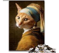 Jigsaws Puzzles 1000 Pieces for Teenagers Gifts The Bad Cat with Pearls, Suitable for Ages 14 And Up Home Decor Deal As Gifts for The Whole Family (Size 26x38cm)