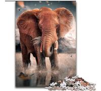 Jigsaws Puzzles 1000 Pieces for Teenagers Gifts The Lonely Elephant, Stress Reliever Difficult Challenge Home Decoration Toys (Size 26x38cm)