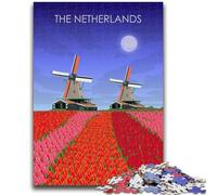 Jigsaws Puzzles 1000 Pieces for Teenagers Gifts The Netherlands Windmill Suitable for Ages 14 And Up Family Games Deal As Gifts for The Whole Family (size 38x26cm)