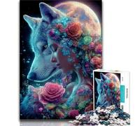 Jigsaws Puzzles 1000 Pieces for Teenagers Gifts The Wolf And The Girl Rose,Family Game Stress Reliever Difficult Challenge Suitable for Couples (38x26cm)