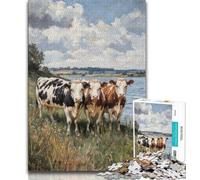 Jigsaws Puzzles 1000 Pieces for Teenagers Gifts Three Cows,Help The Brain Exercise Addictive Toys to Cultivate Patience Enhance Memory (75x50cm)