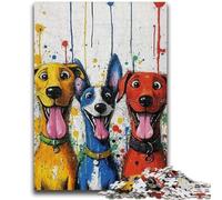 Jigsaws Puzzles 1000 Pieces for Teenagers Gifts Three Happy Dogs Puzzles for Teenagers,Unique Birthday And Gifts for And Age 14 Years Up (50x75cm)
