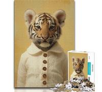 Jigsaws Puzzles 1000 Pieces for Teenagers Gifts Tiger,Help The Brain Exercise Addictive Toys to Cultivate Patience Enhance Memory 38X26CM