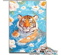 Jigsaws Puzzles 1000 Pieces for Teenagers Gifts Tiger Is in The Bathtub, Train Your Brain And Hands Unique Birthday And Gifts for Age 14+ (Size 50x75cm)