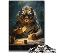 Jigsaws Puzzles 1000 Pieces for Teenagers Gifts Tiger Poker 1000 Piece Puzzle,Educational Games Home Decoration Birthday Present, Gifts, Wall Art (26x38cm)