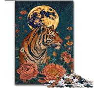 Jigsaws Puzzles 1000 Pieces for Teenagers Gifts Tiger Under The Moon, Toys Educational Games Stress Relieving Parent-child Interaction (Size 26x38cm)